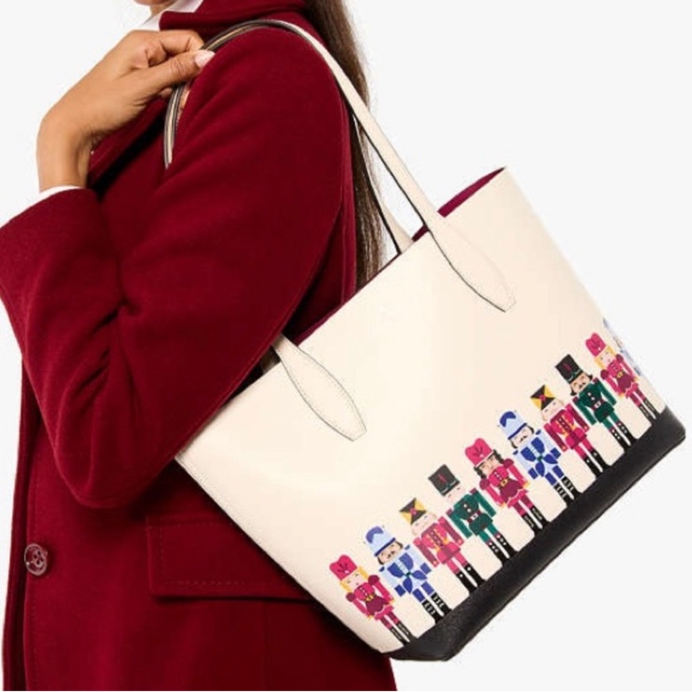 ♠️💕🎄Kate Spade Oh What Fun Nutcracker Leather Tote with Holiday Wristlet 🎁